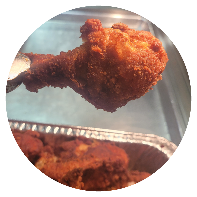 chicken-drumstick-in-circle Fried chicken drumstick.